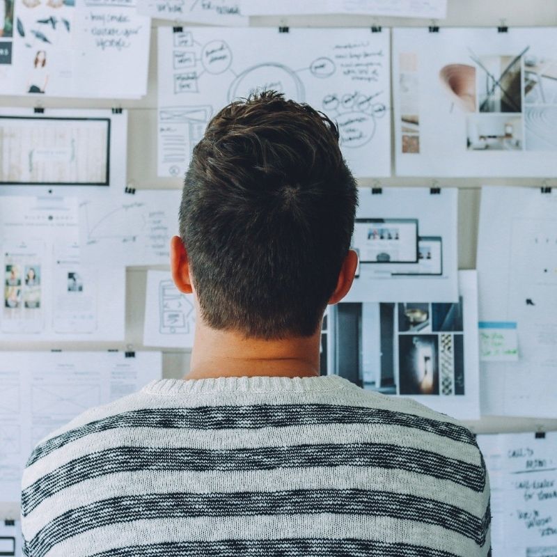 Man looking at business documents